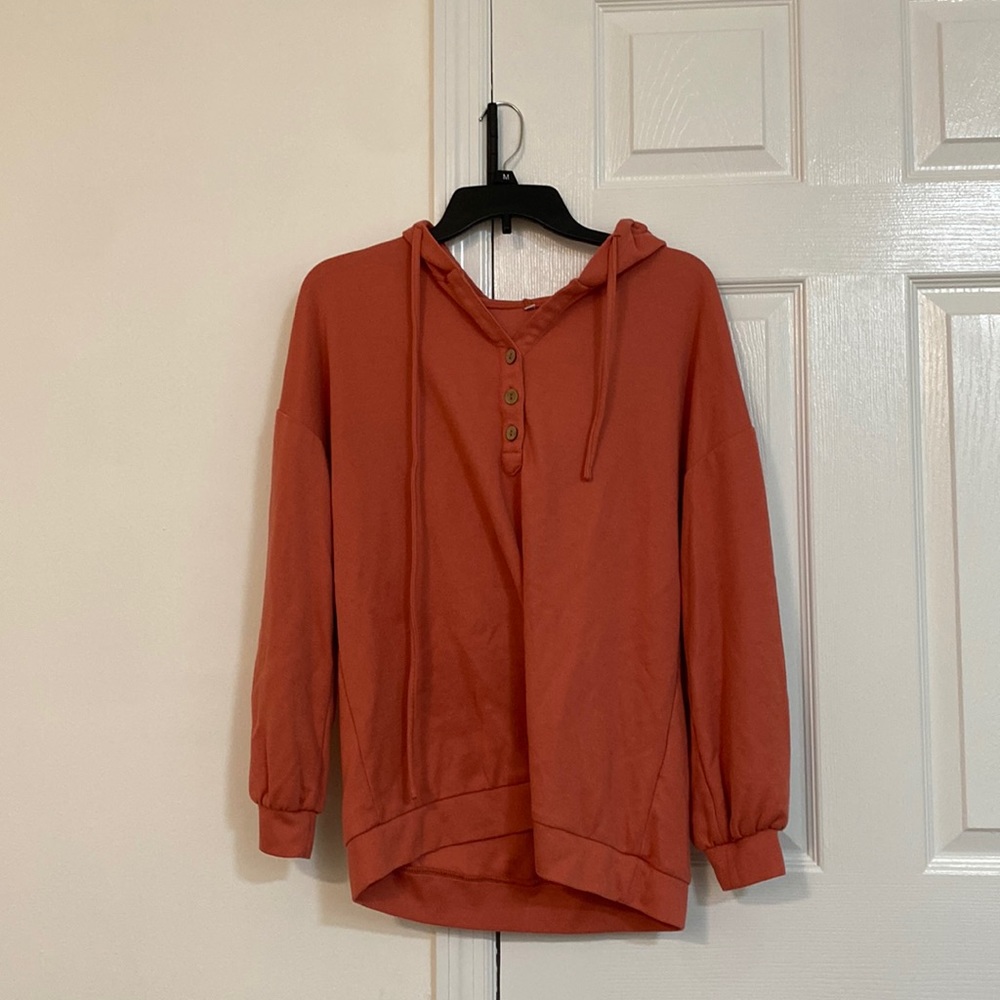 Coral Pink long sleeve shirt with hood
